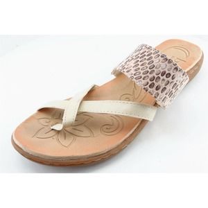 Born Concept‎ Flip Flops Beige Fabric Women Shoes Size 8 Medium